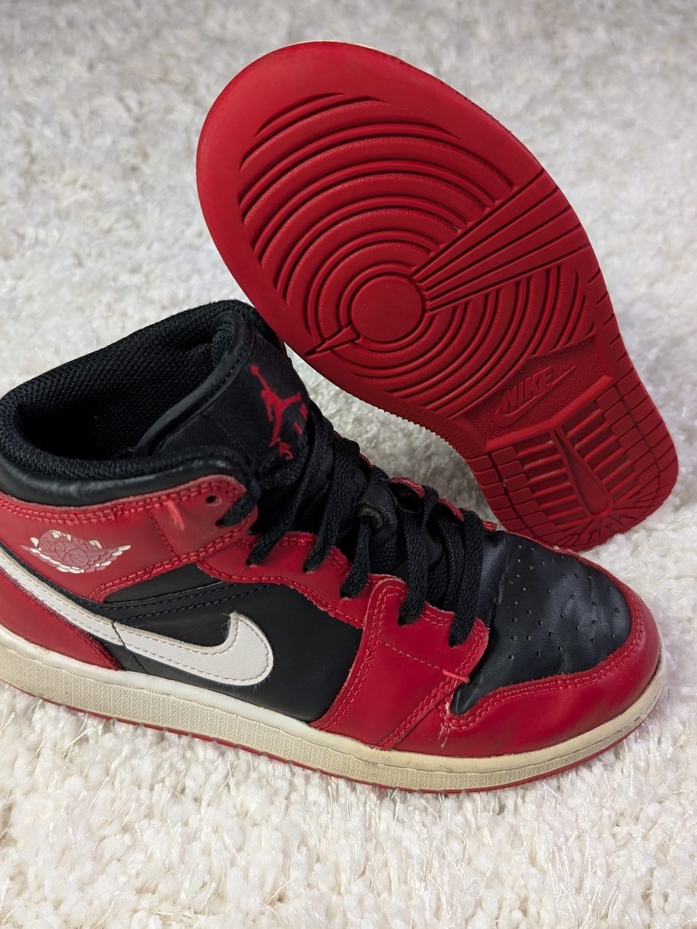 Nike Kids' Jordan 1 Red & Black High-Top Sneakers